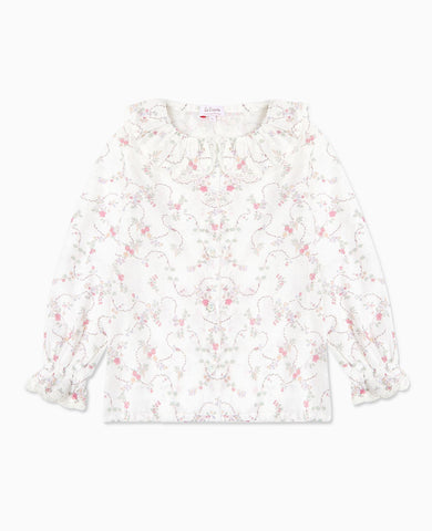 Ivory Floral Lila Long Sleeve Girl Shirt