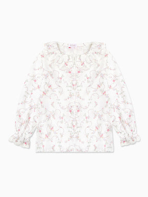 Ivory Floral Lila Long Sleeve Girl Shirt