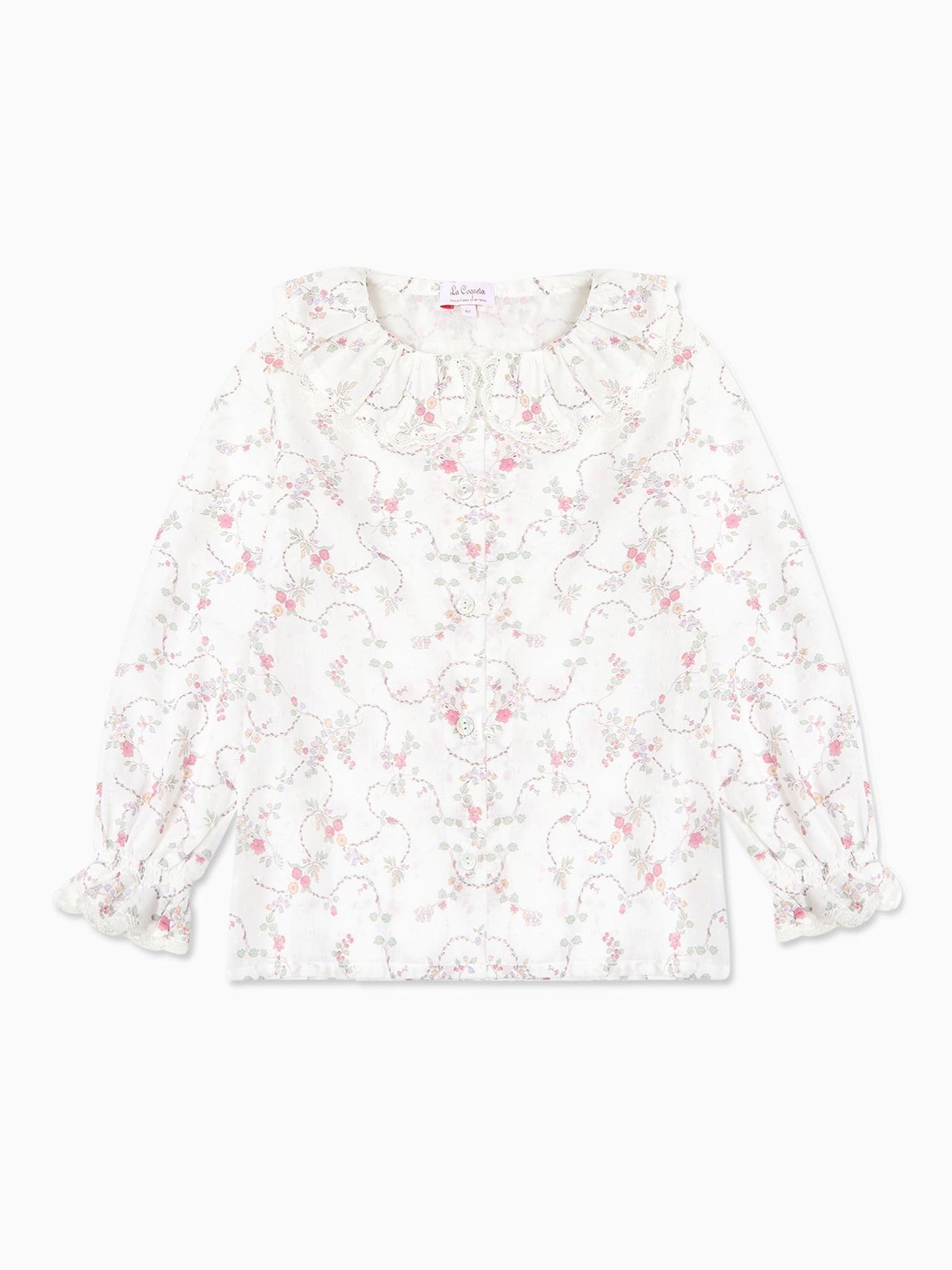 Ivory Floral Lila Long Sleeve Girl Shirt