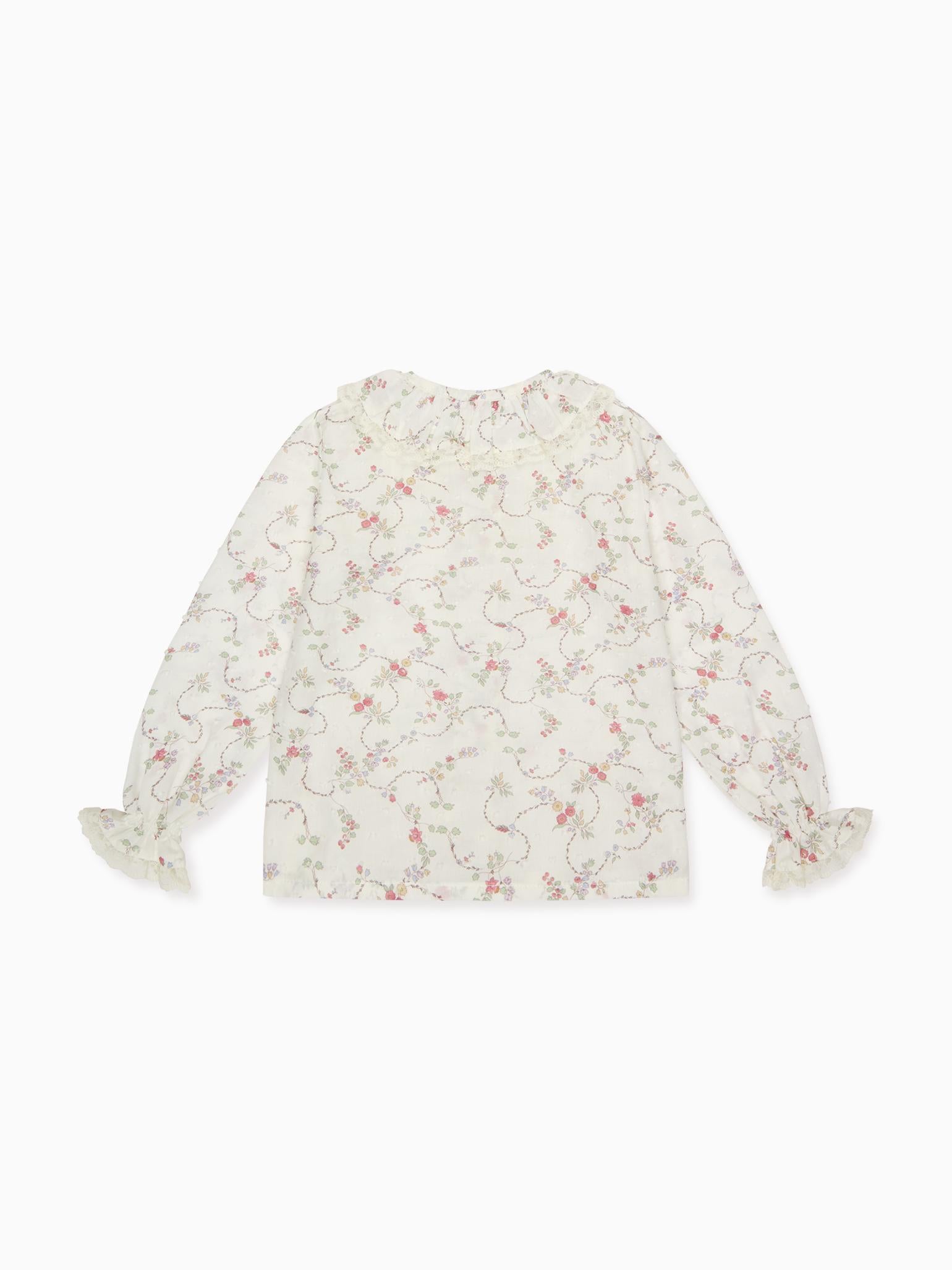 Pink Floral Lila Long Sleeve Baby Girl Shirt
