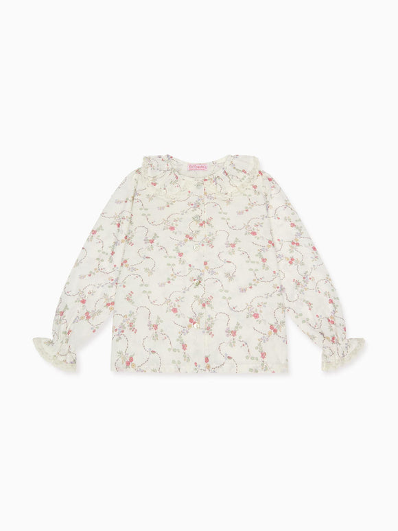 Pink Floral Lila Long Sleeve Baby Girl Shirt