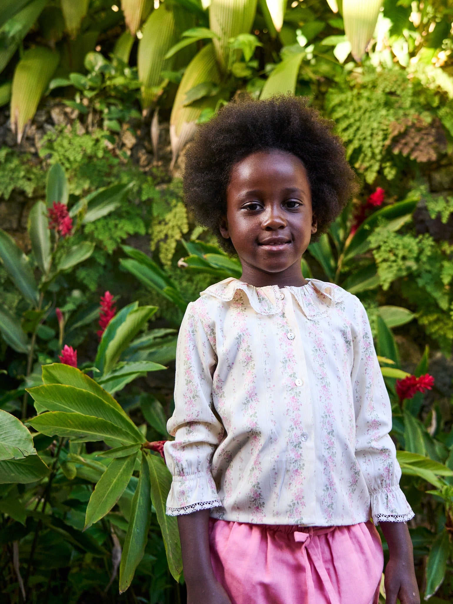 Pink Floral Lila Long Sleeve Girl Shirt