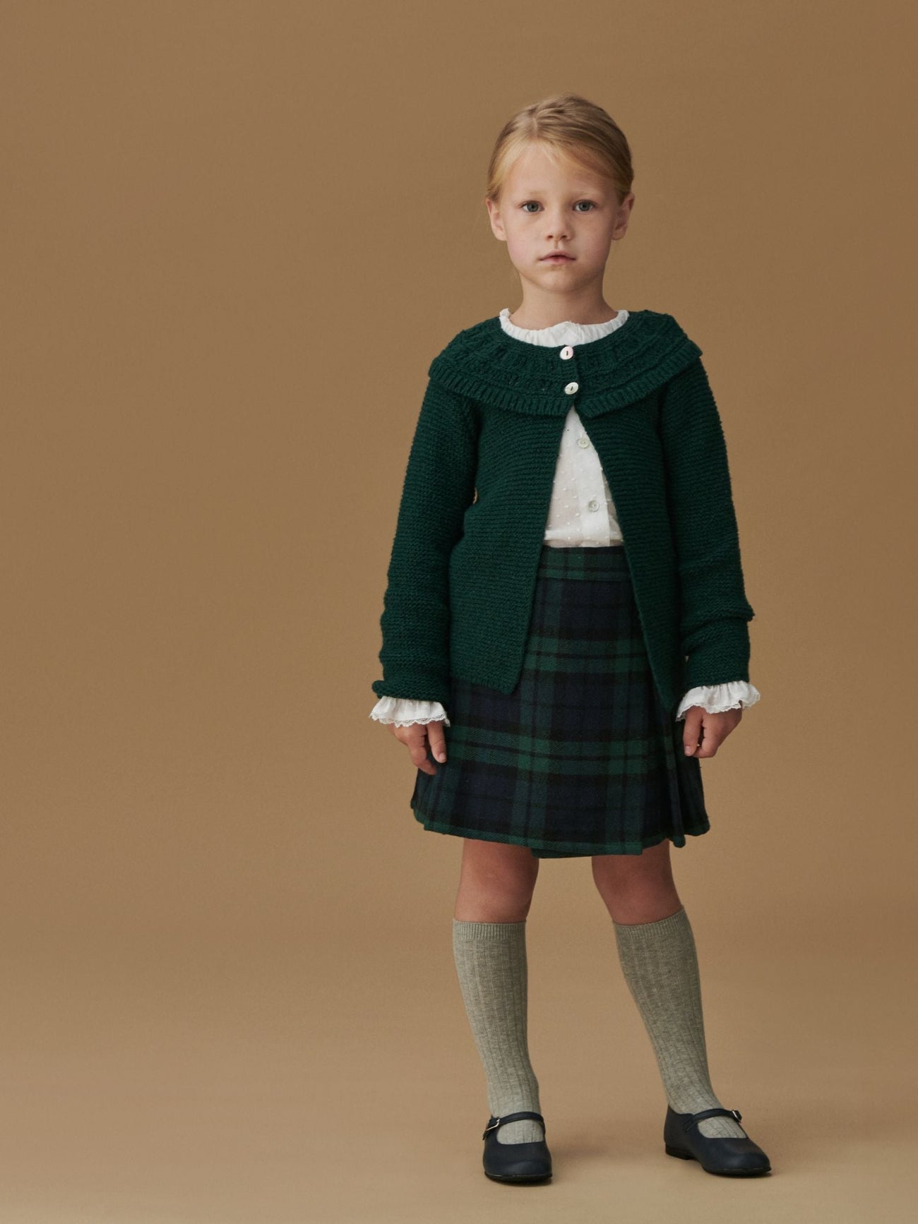Forest Green Baena Merino Girl Cardigan