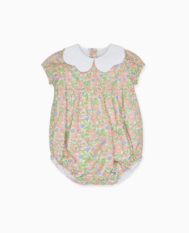 Coral Floral Lina Baby Girl Romper