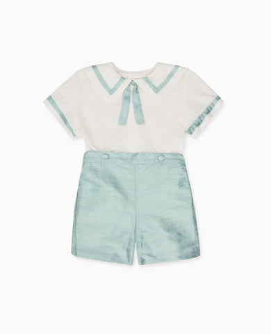 Sage Green Lirio Ceremony Silk Baby Boy Set