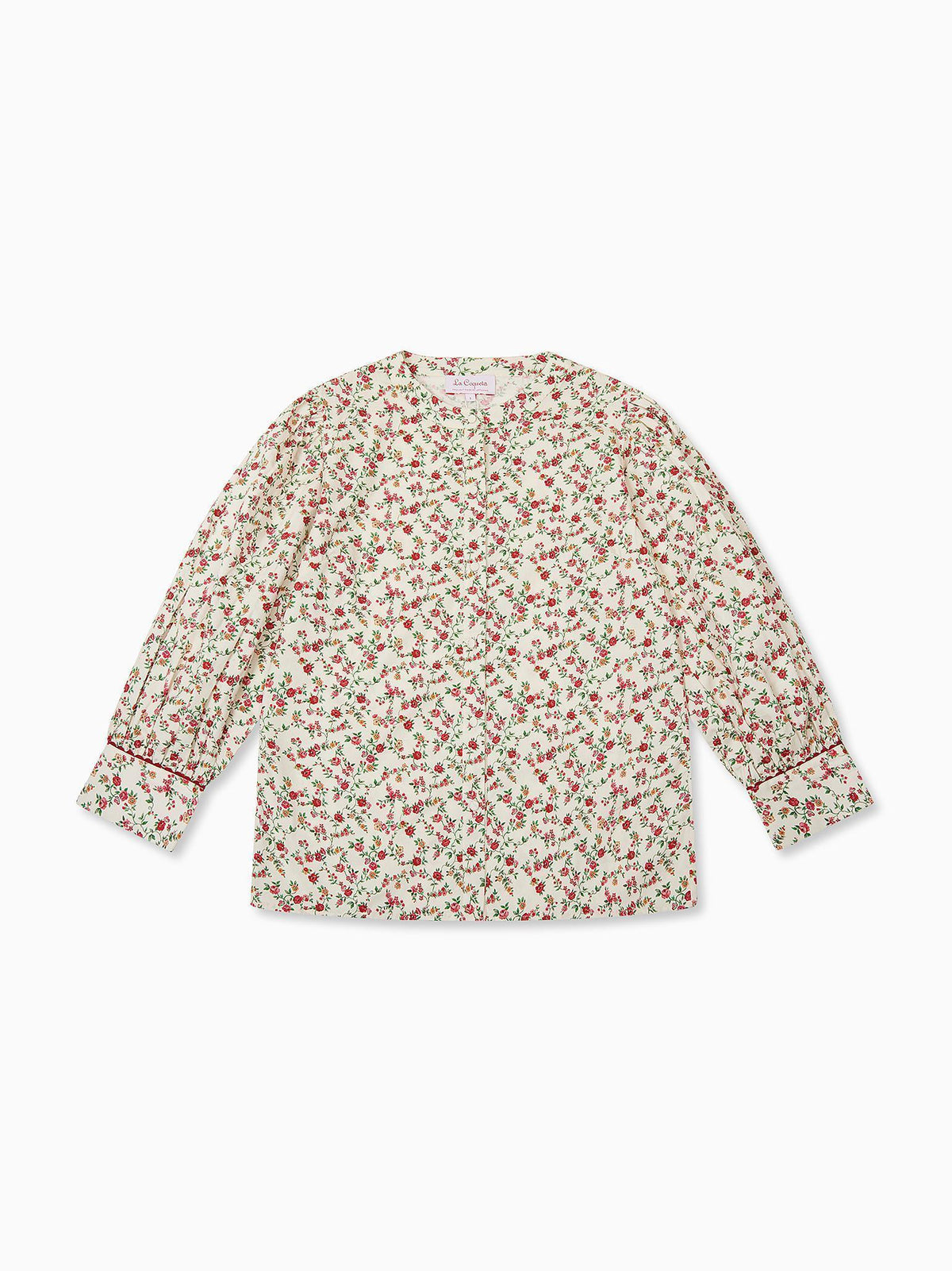 Ivory Floral Livia Women Long Sleeve Shirt