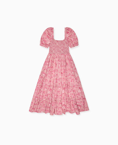 Nicky Hilton x La Coqueta Pink Toile de Jouy London Women Long Dress