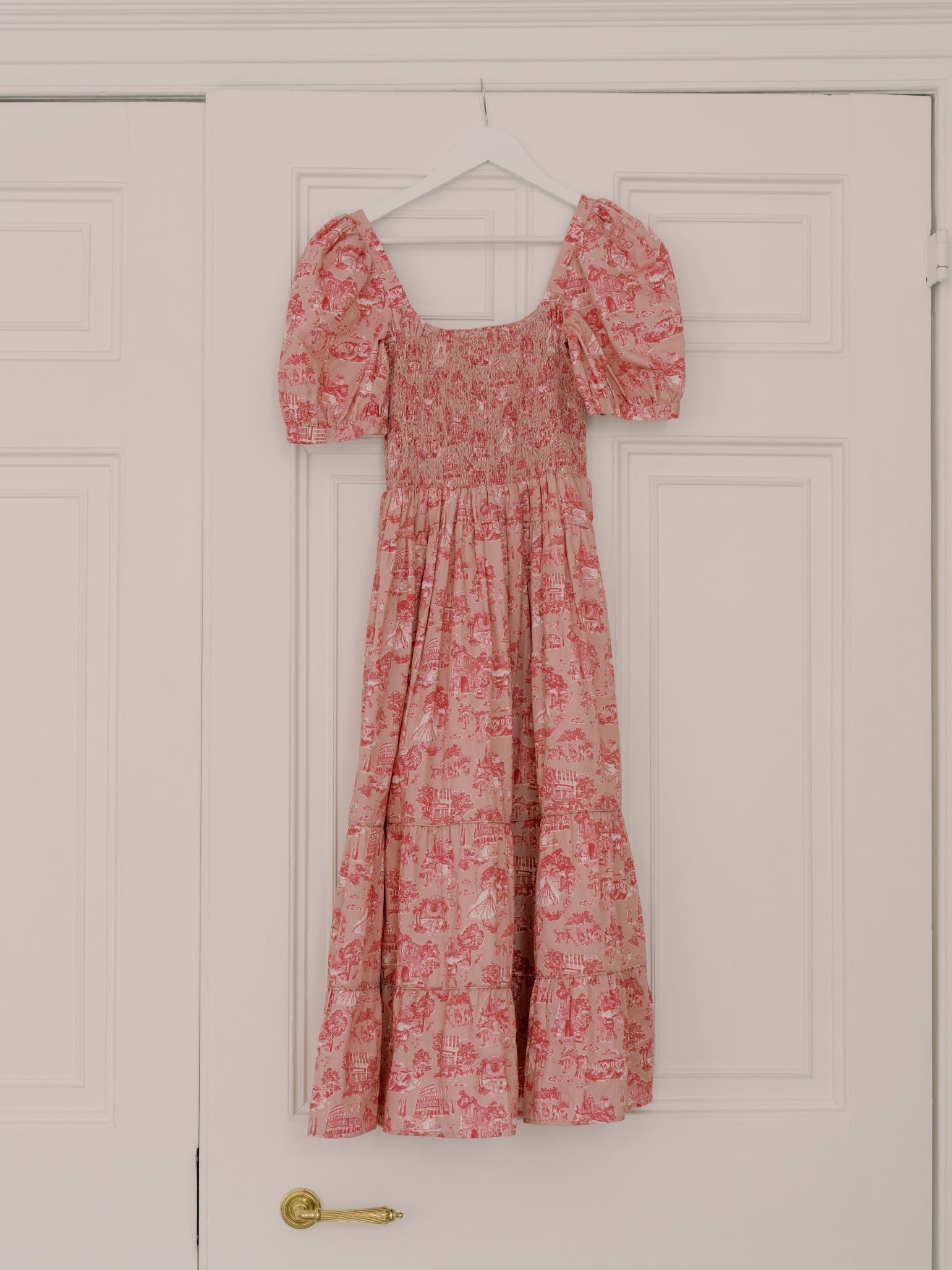 Pink Toile de Jouy London Woman Long Dress | La Coqueta UK – La