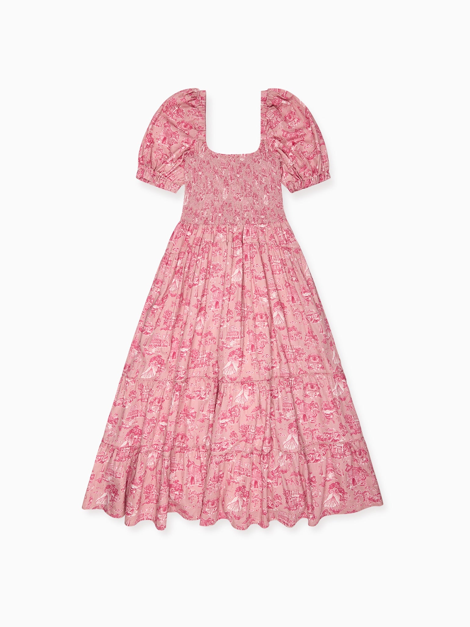 Riu Twist ribbon Toile de Jouy dress ピンク Pink Toile de Jouy London Woman Long Dress | La Coqueta UK – La