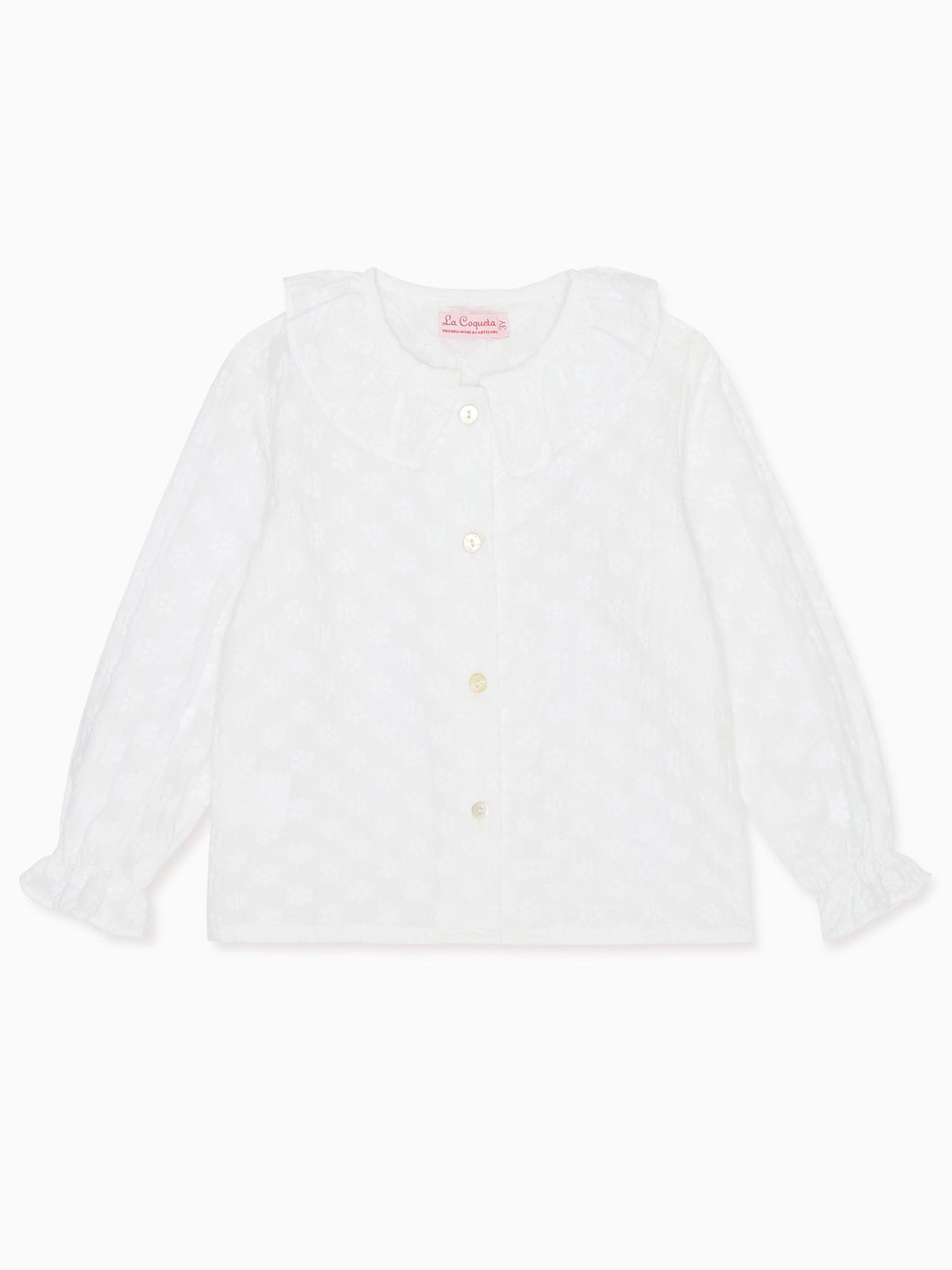 White Lorna Cotton Baby Girl Shirt