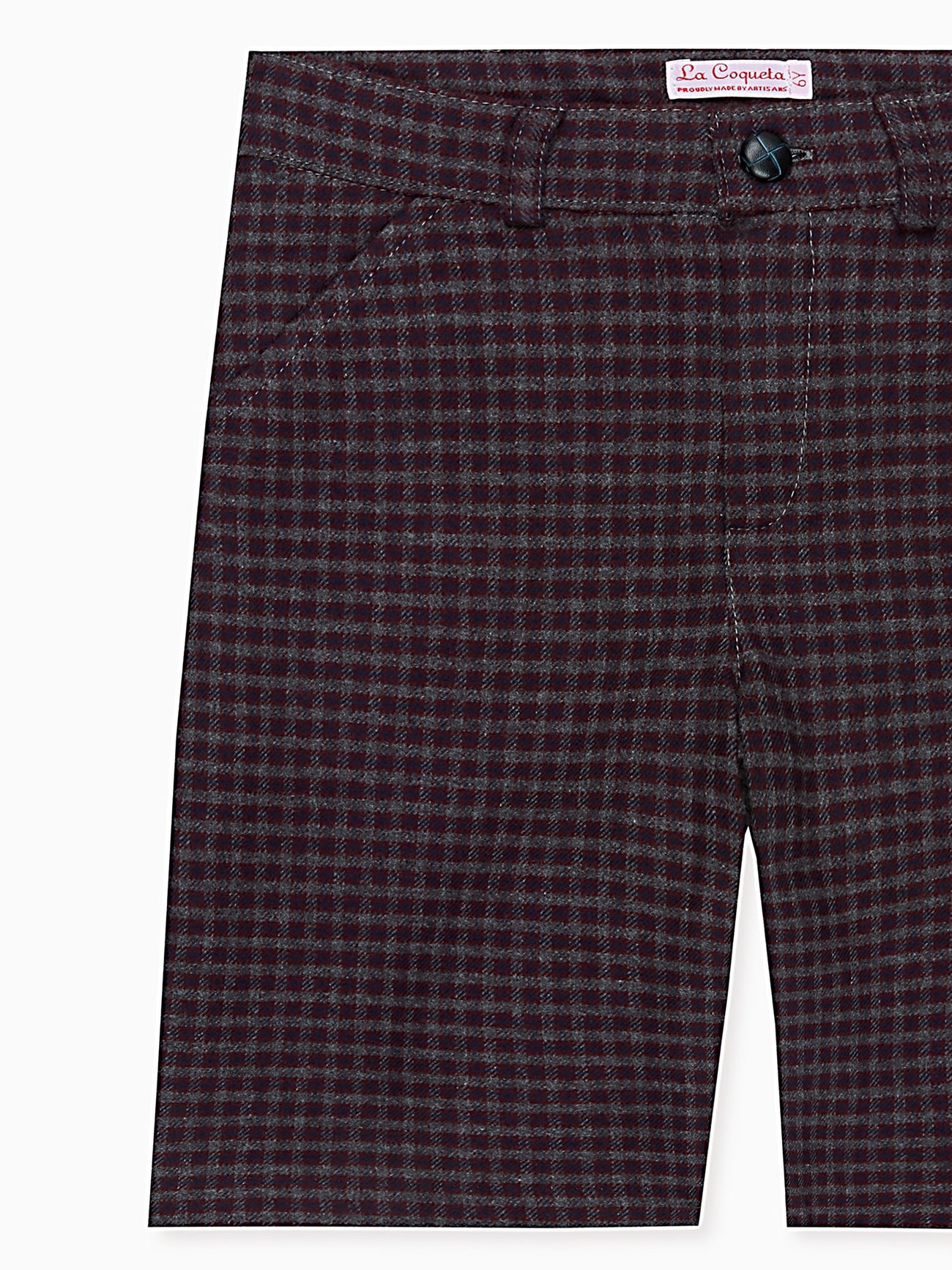 Burgundy Check Lucas Boy Shorts