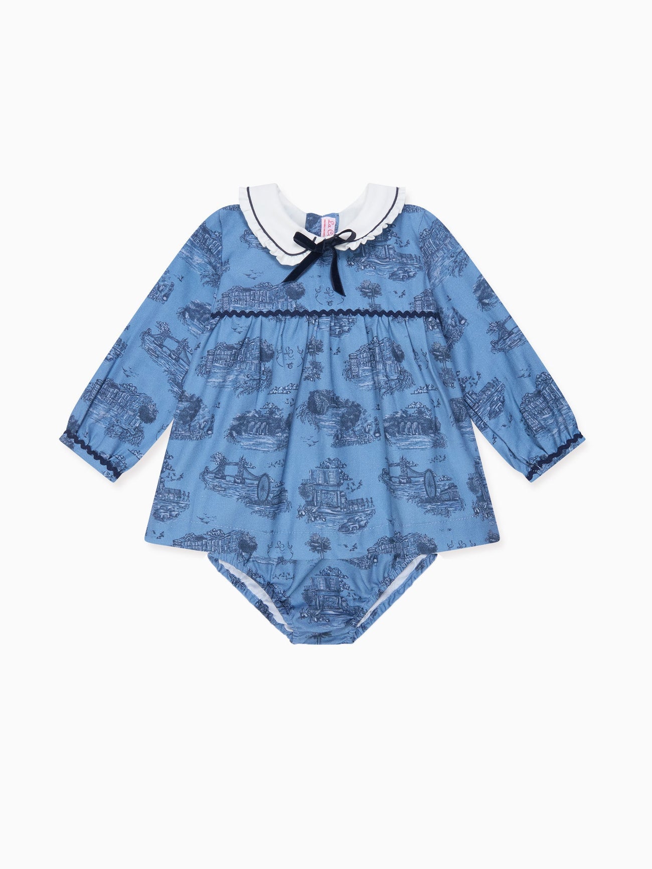 Blue Toile De Jouy Luisetta Baby Girl Set
