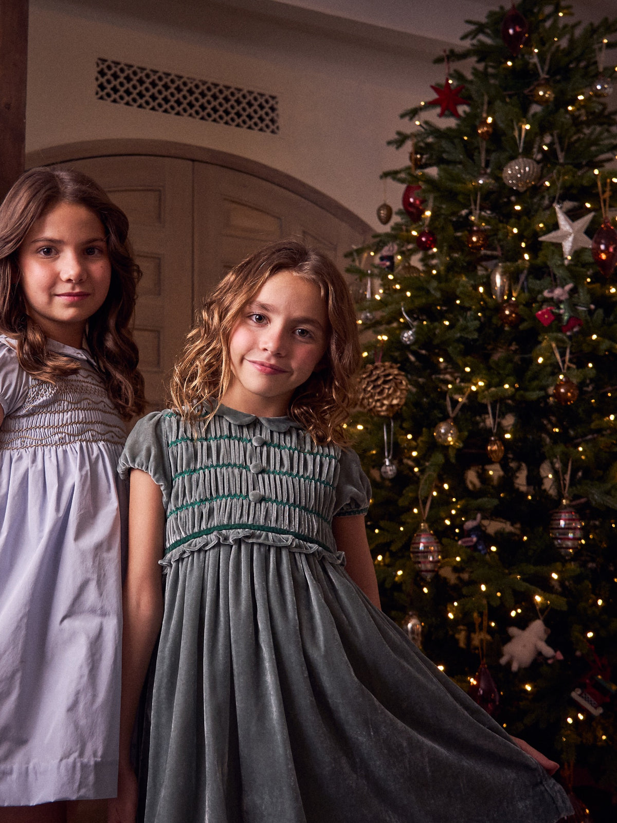 Sage Green Lurdes Velvet Girl Dress