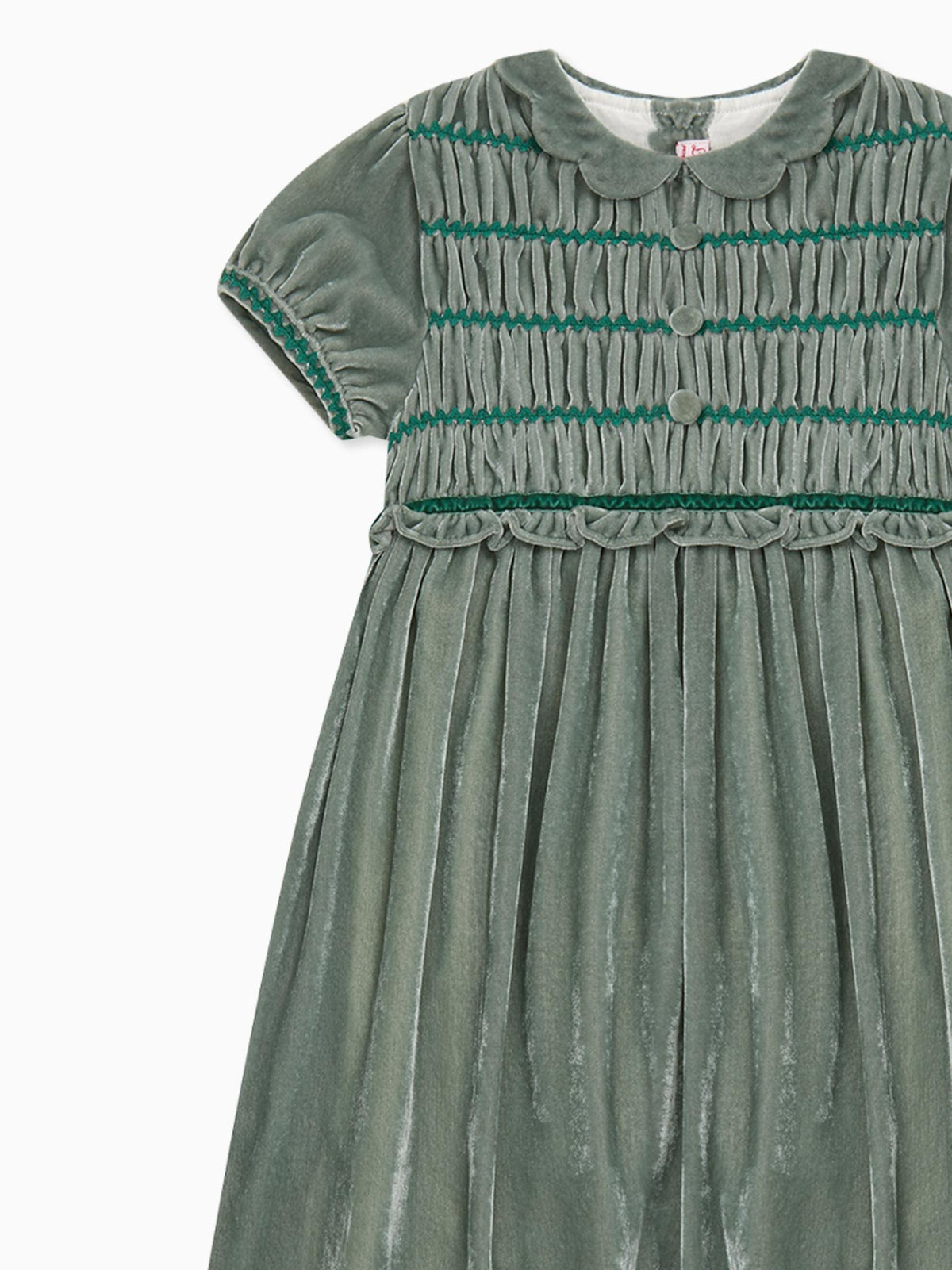 Sage Green Lurdes Velvet Girl Dress