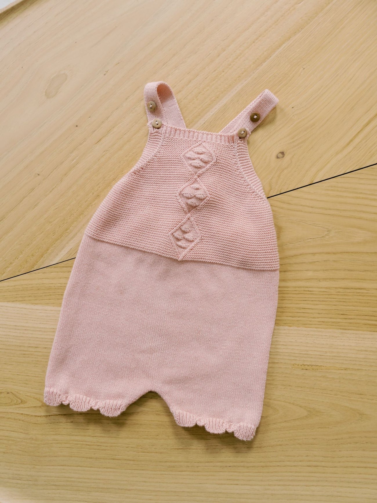 Dusty Pink Macaria Cotton Baby Girl Knitted Dungarees