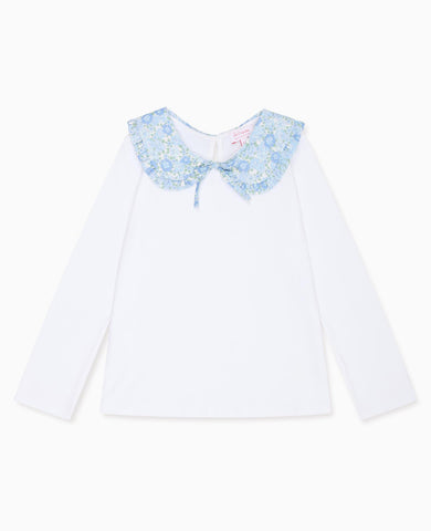 Blue Floral Macerena Long Sleeve Girl Top