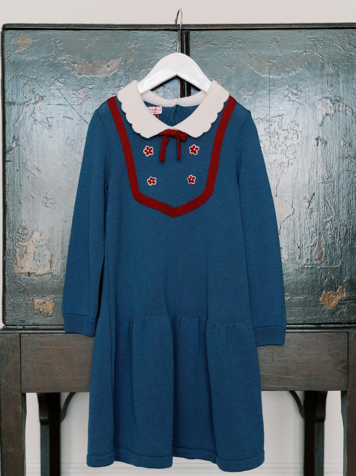 Petrol Blue Madena Girl Merino Knitted Dress