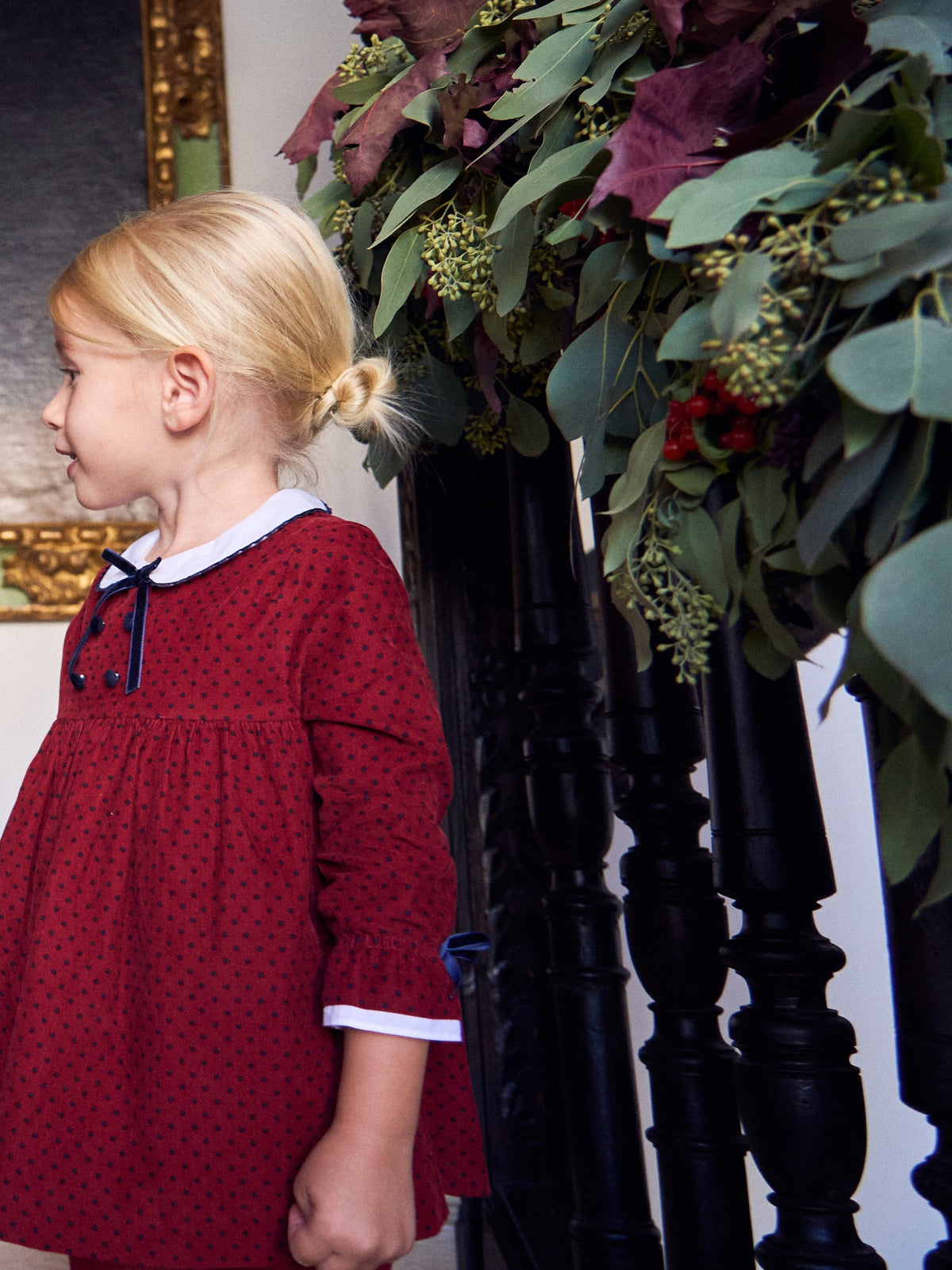 Burgundy Polka Dot Granada Corduroy Baby Girl Set