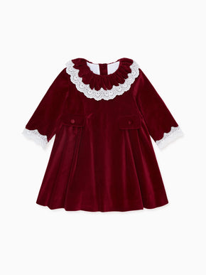 Burgundy Maranta Girl Velvet Dress