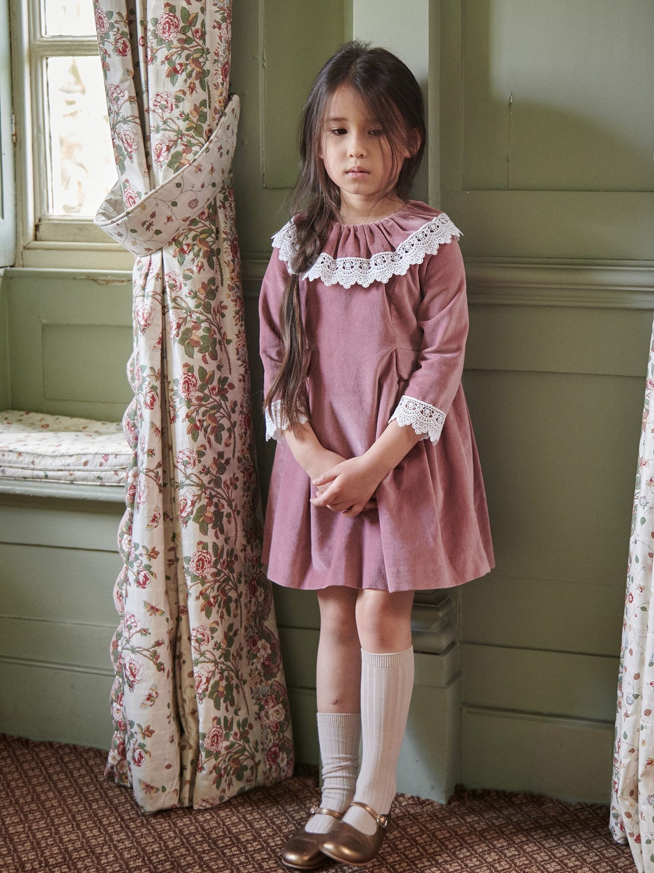 Pink Maranta Girl Velvet Dress