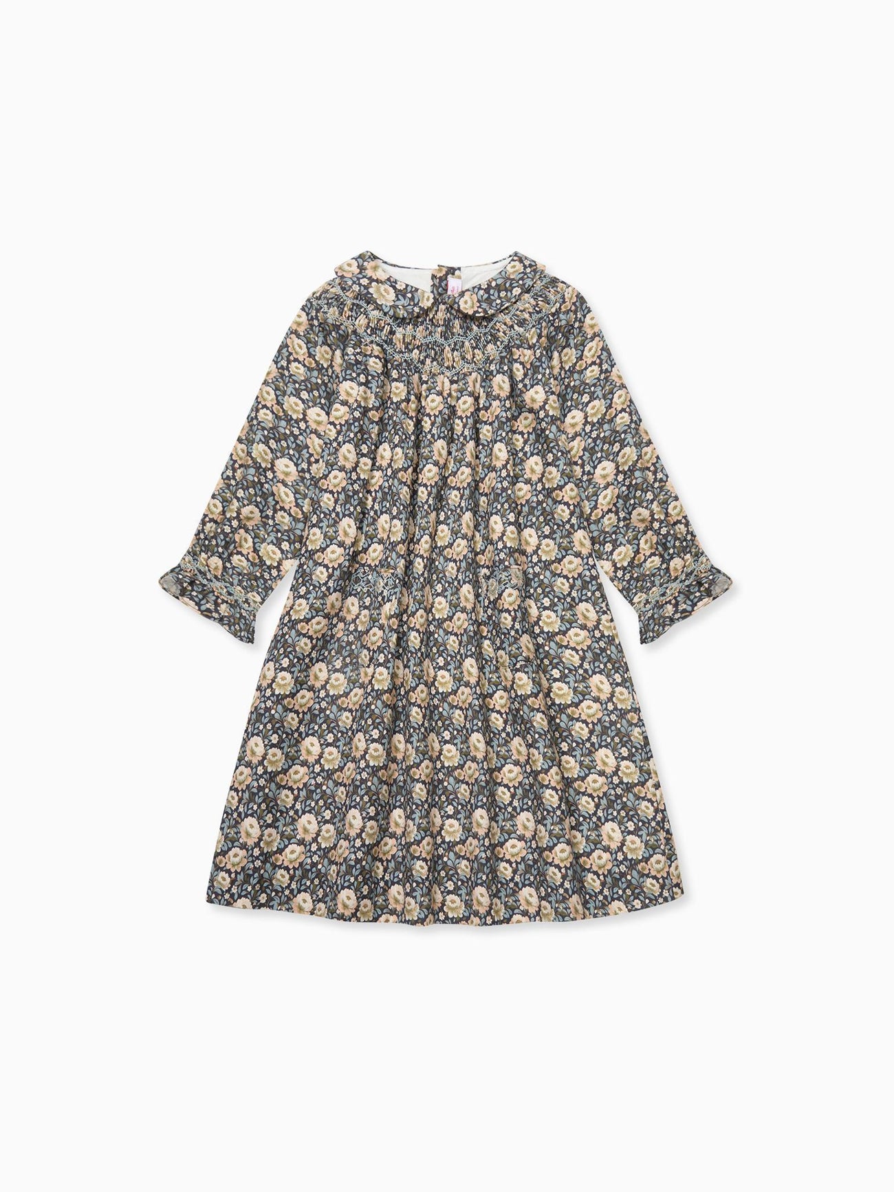 Navy Floral Margot Girl Hand-Smocked Dress