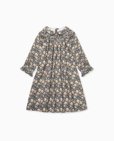 Navy Floral Margot Girl Hand-Smocked Dress