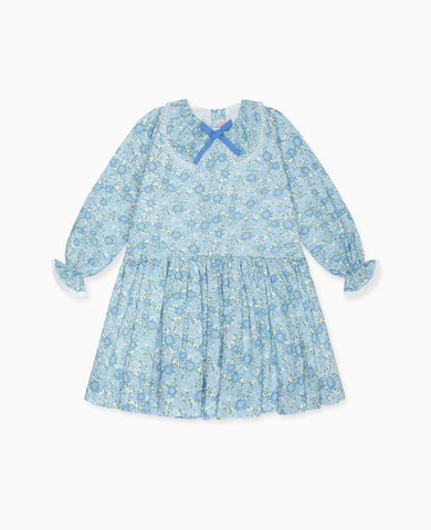 Blue Floral Maribela Girl Drop Waist Dress