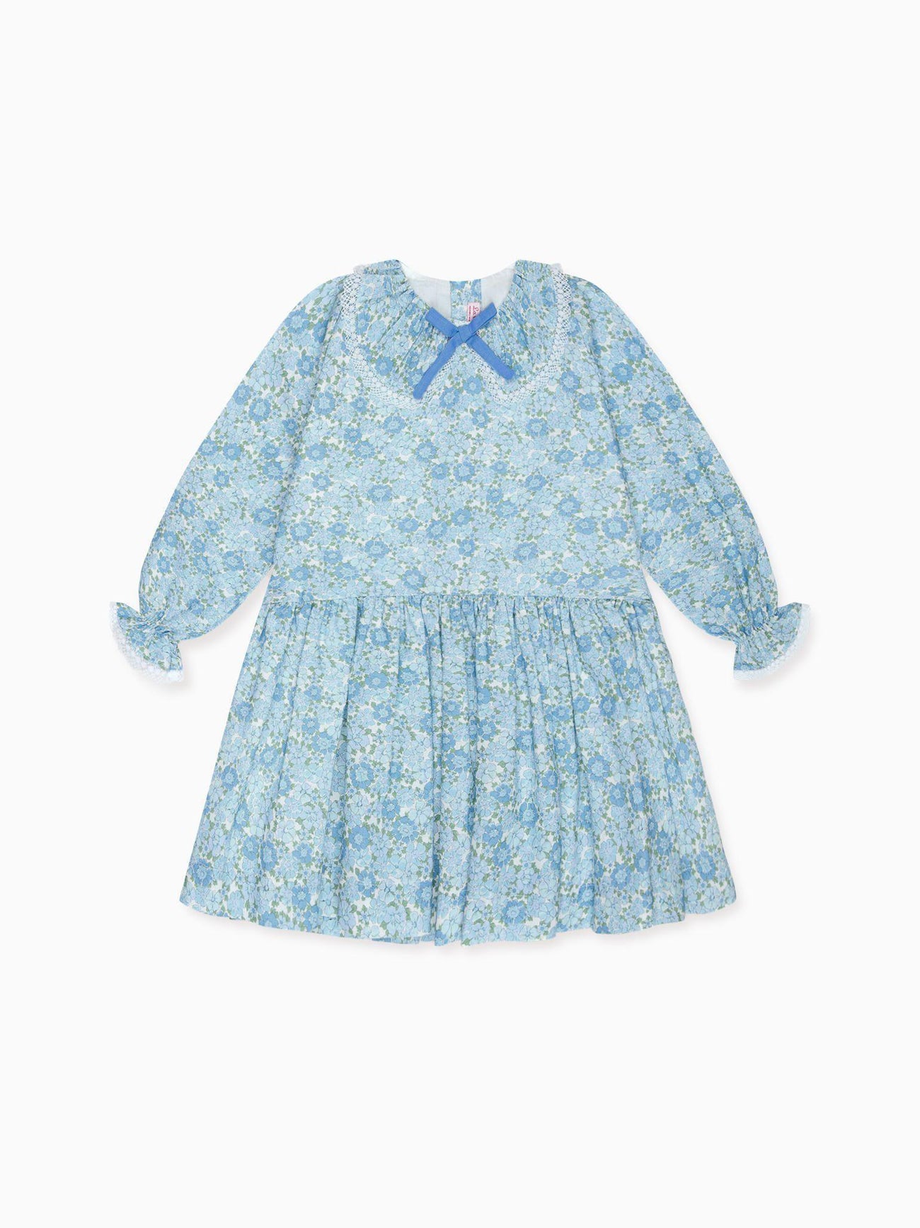 Blue Floral Maribela Girl Drop Waist Dress