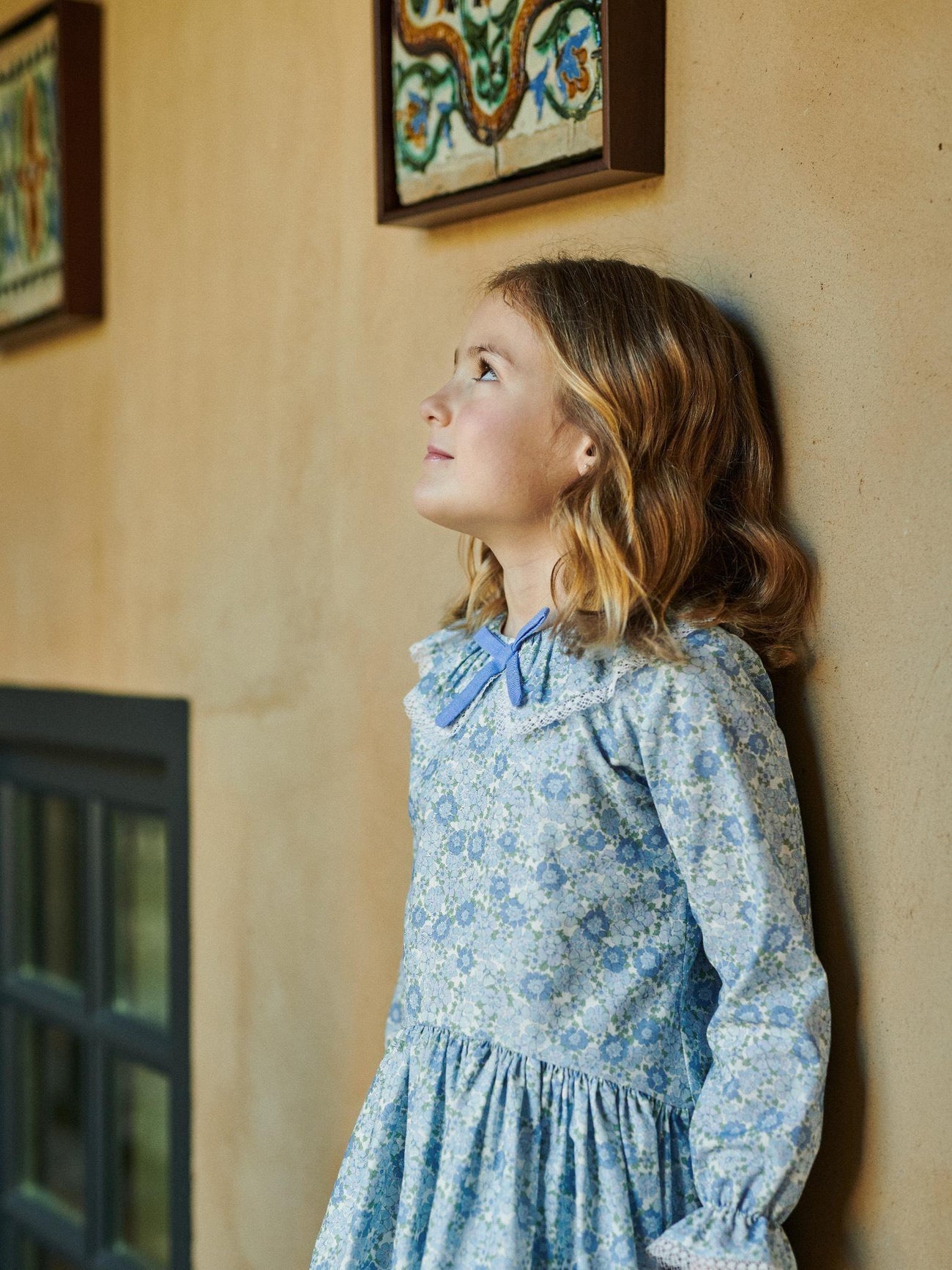 Blue Floral Maribela Girl Drop Waist Dress