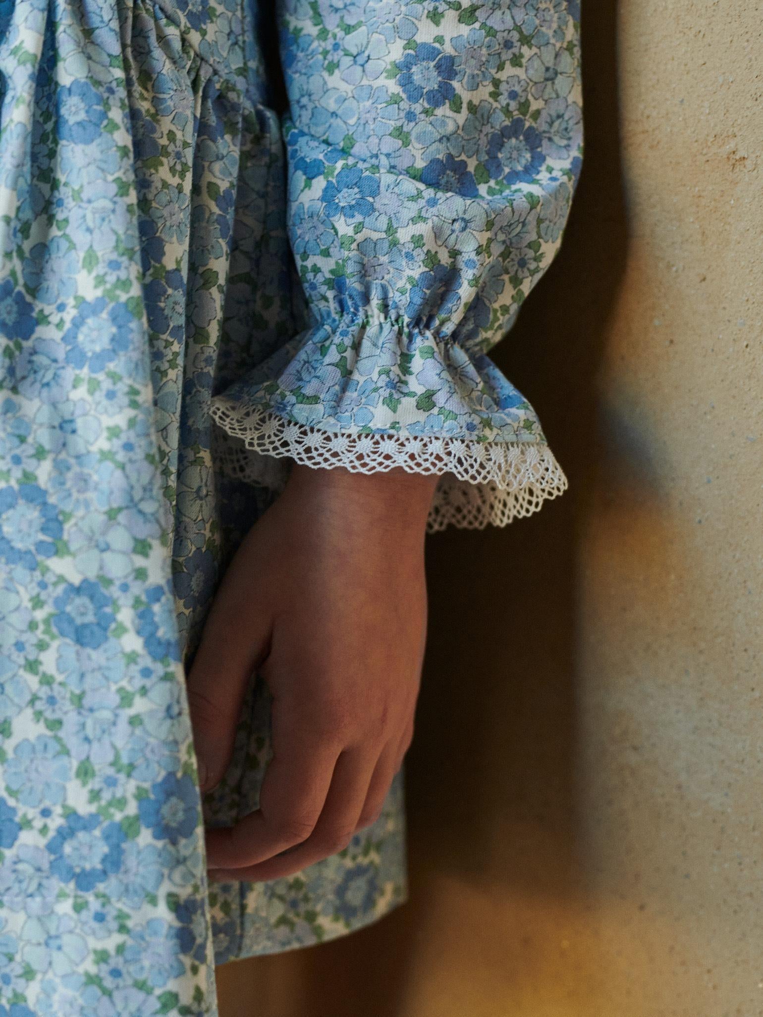 Blue Floral Maribela Girl Drop Waist Dress
