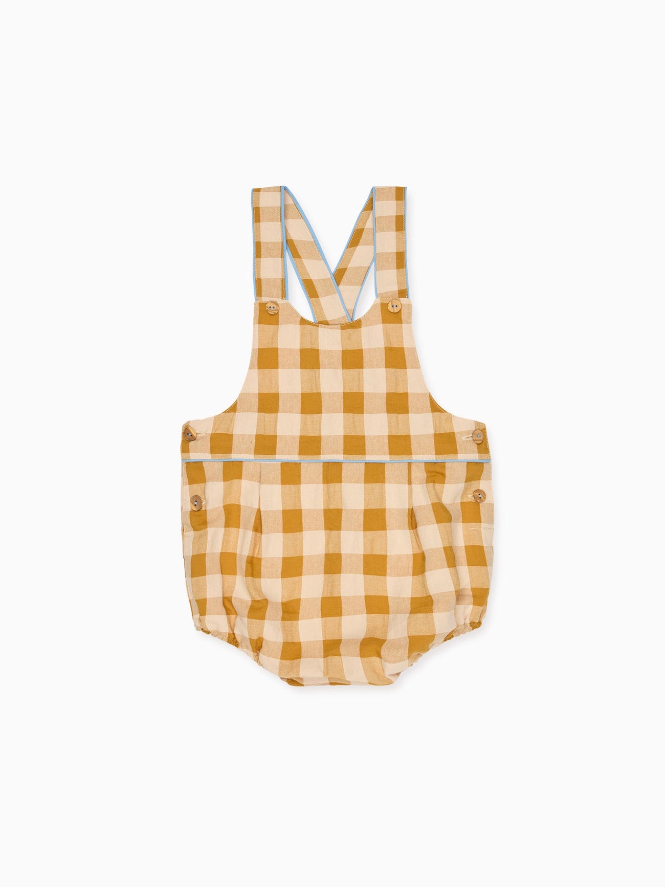 Caramel Gingham Marina Baby Romper Dungarees