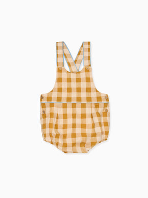 Caramel Gingham Marina Baby Romper Dungarees