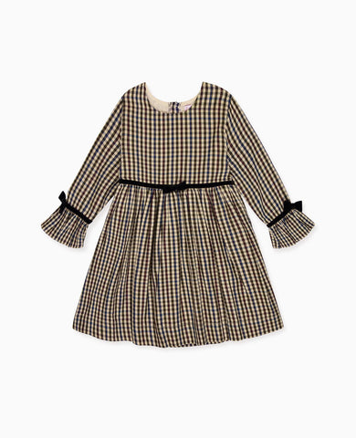 Burgundy Check Marta Girl Dress