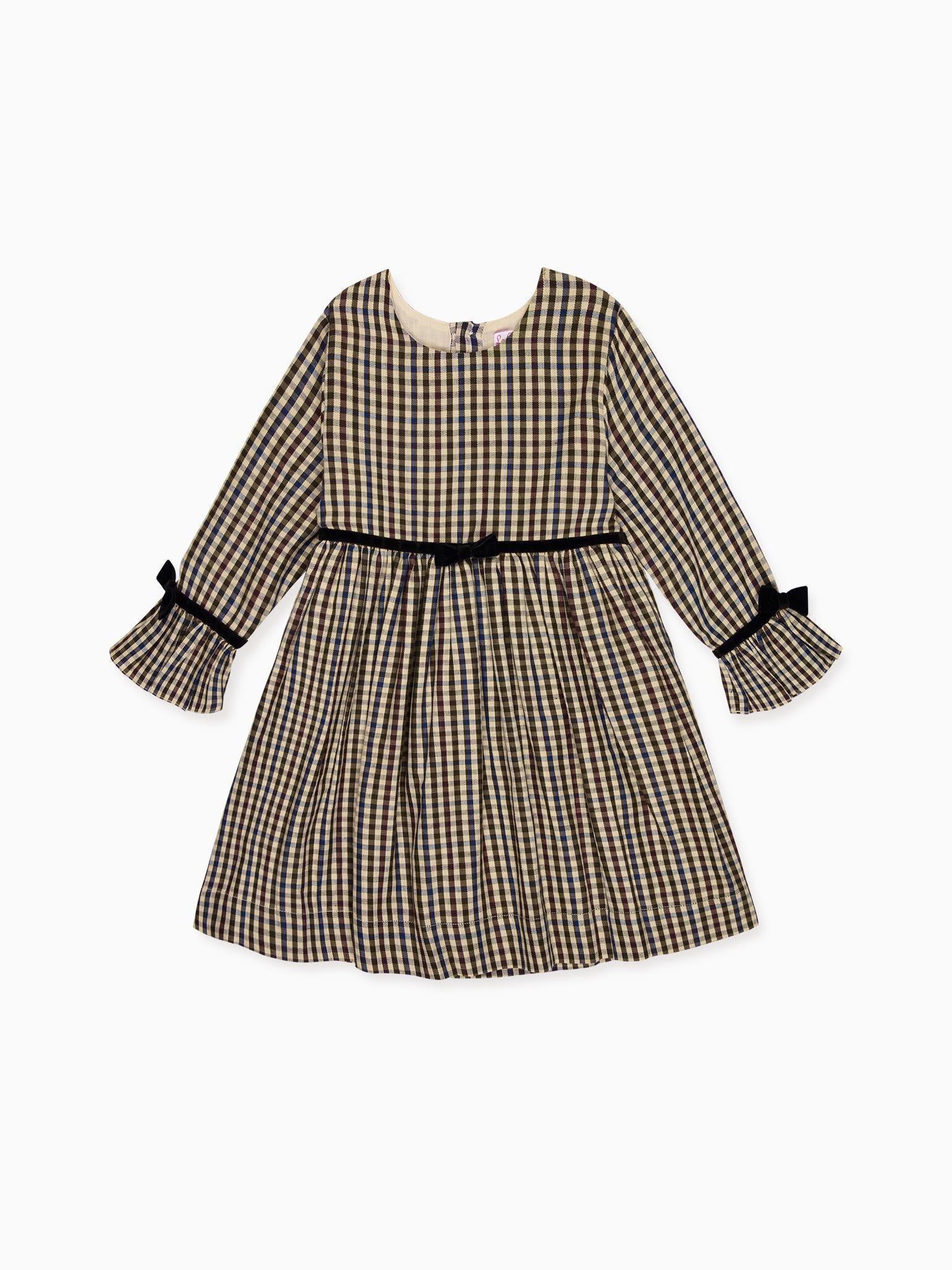 Burgundy Check Marta Girl Dress