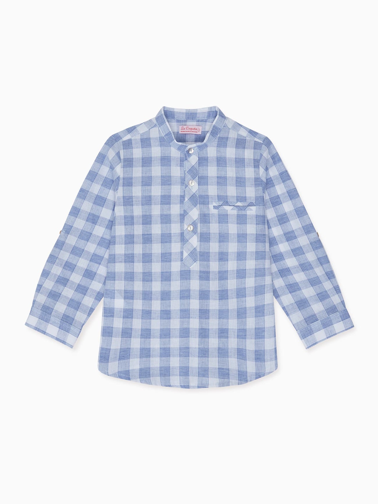 Blue Check Mateo Linen Mix Boy Shirt