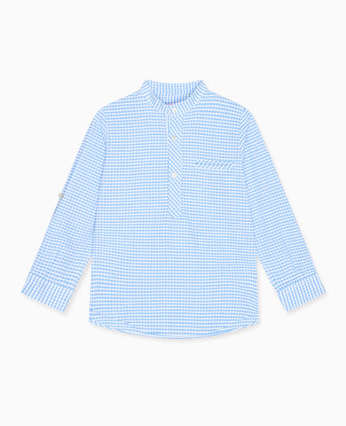 Blue Gingham Mateo Long Sleeve Boy Shirt