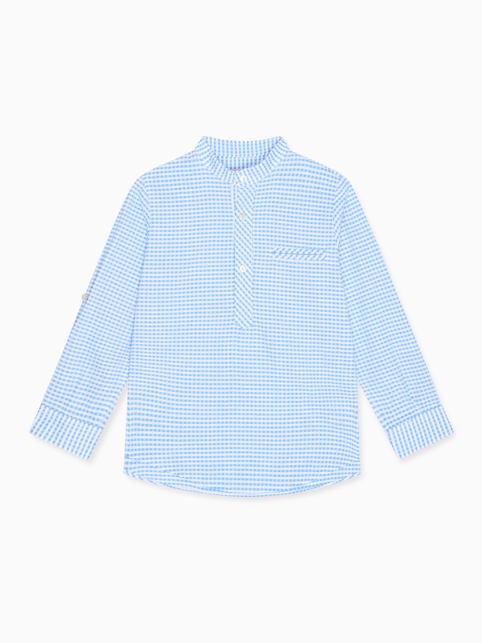 Blue Gingham Mateo Long Sleeve Boy Shirt
