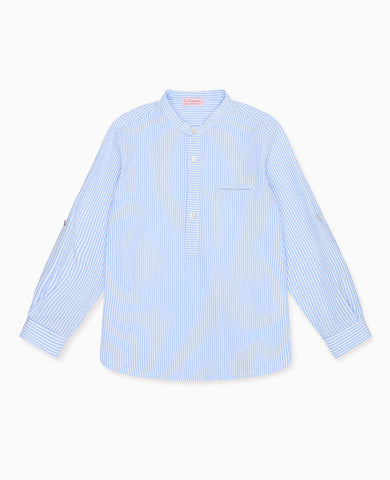 Blue Stripe Mateo Long Sleeve Boy Shirt