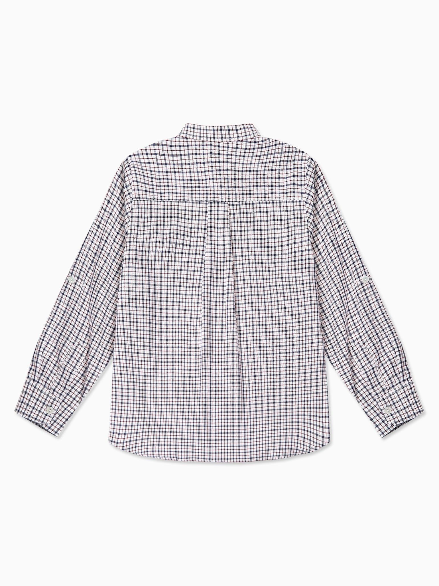 Burgundy Check Mateo Long Sleeve Boy Shirt