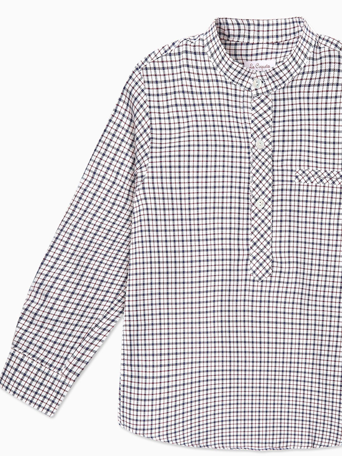 Burgundy Check Mateo Long Sleeve Boy Shirt