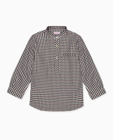 Burgundy Check Mateo Long Sleeve Boy Shirt