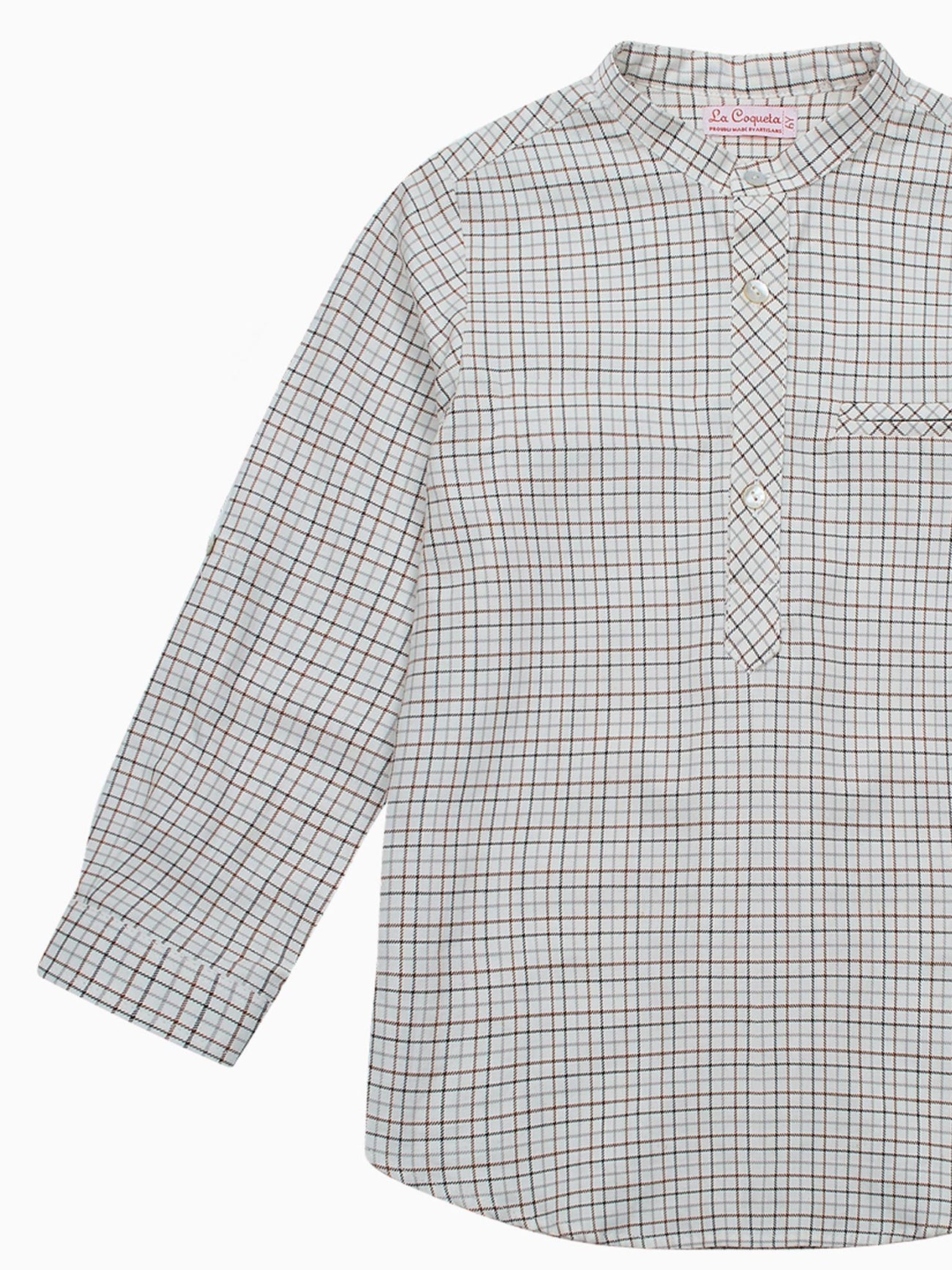 Caramel Check Mateo Long Sleeve Boy Shirt