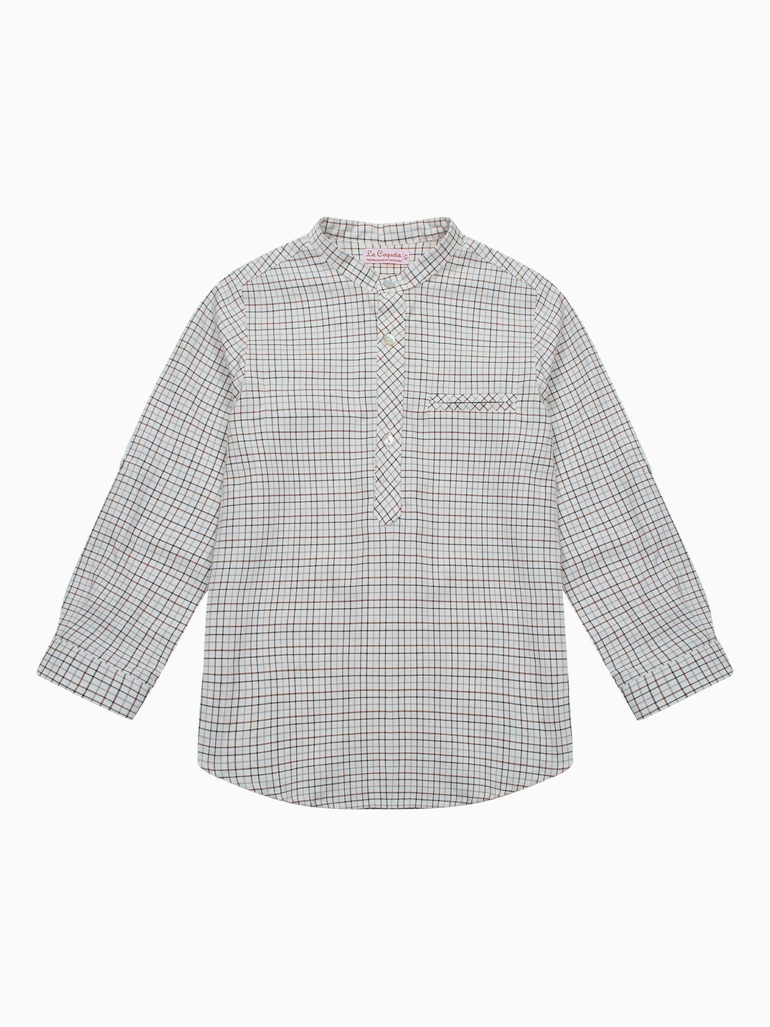 Caramel Check Mateo Long Sleeve Boy Shirt