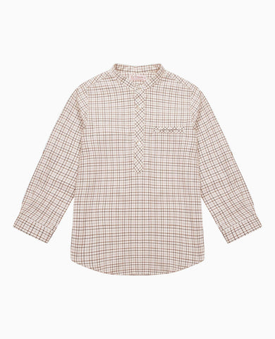 Caramel Check Mateo Long Sleeve Boy Shirt
