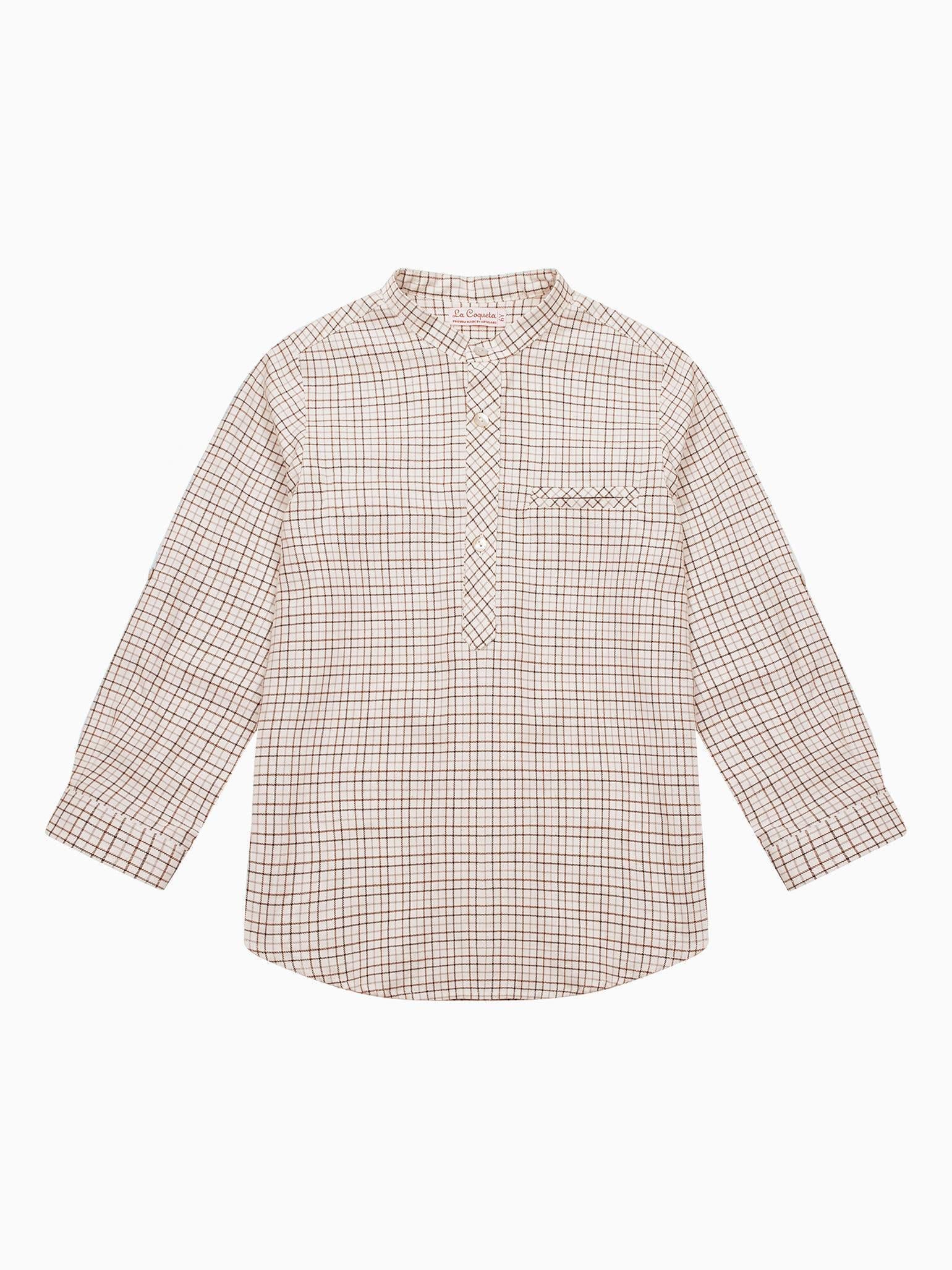 Caramel Check Mateo Long Sleeve Boy Shirt