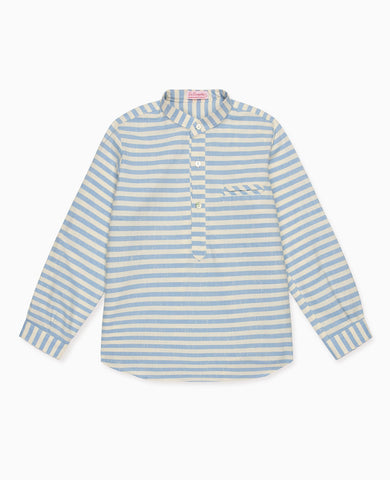 Dusty Blue Stripe Mateo Long Sleeve Boy Shirt
