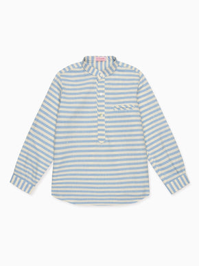 Dusty Blue Stripe Mateo Long Sleeve Boy Shirt