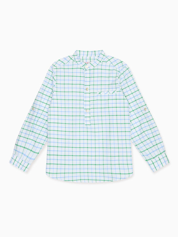 Green Check Mateo Long Sleeve Boy Shirt