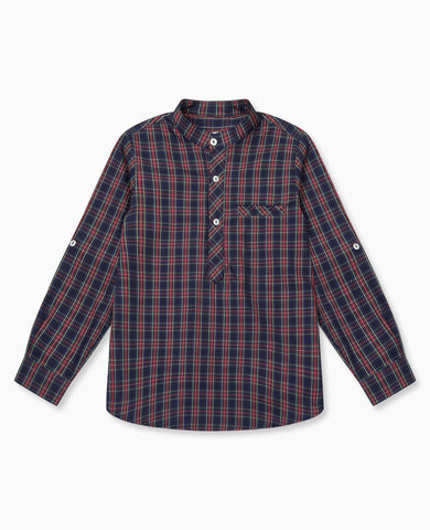 Navy Tartan Mateo Long Sleeve Boy Shirt