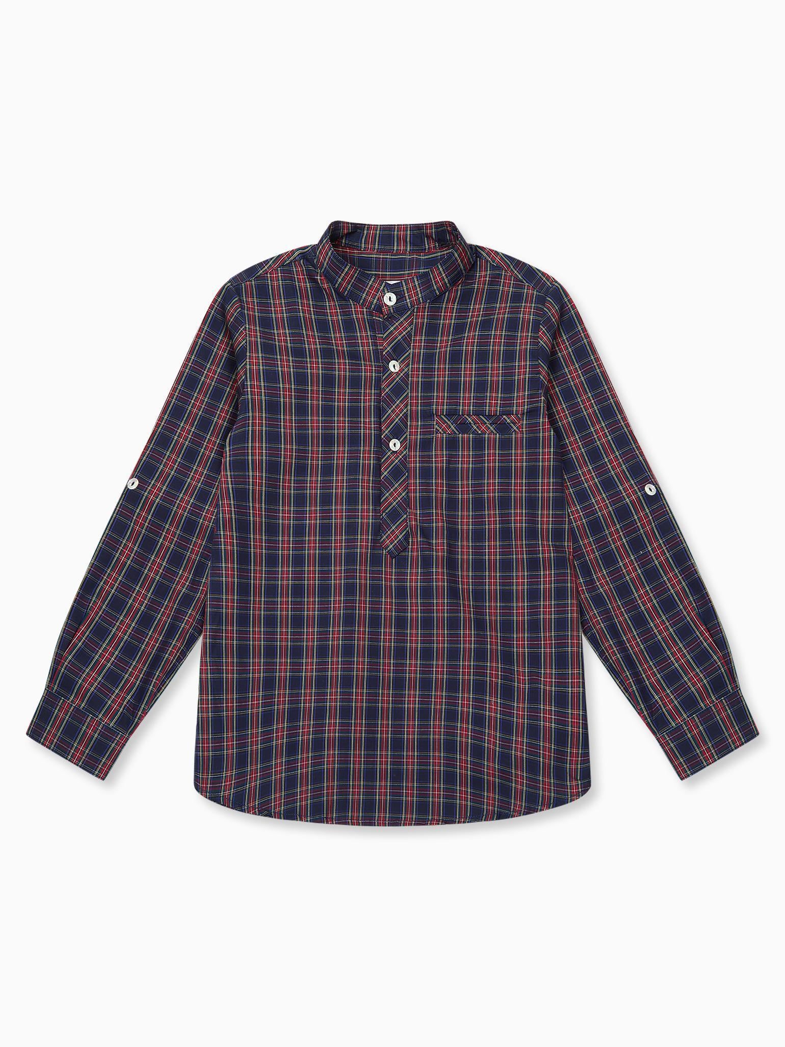 Navy Tartan Mateo Long Sleeve Boy Shirt